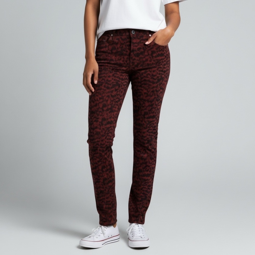 AG Adriano Goldschmied Farrah High Rise Corduroy Jeans Animal Print 33" W